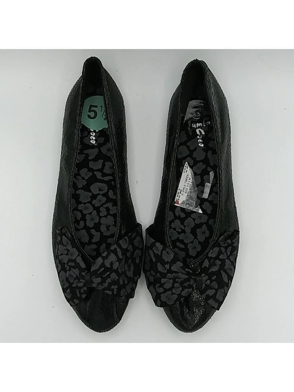 COCO Jumbo Black Snake Skin Pointed Toe Flat Shoe